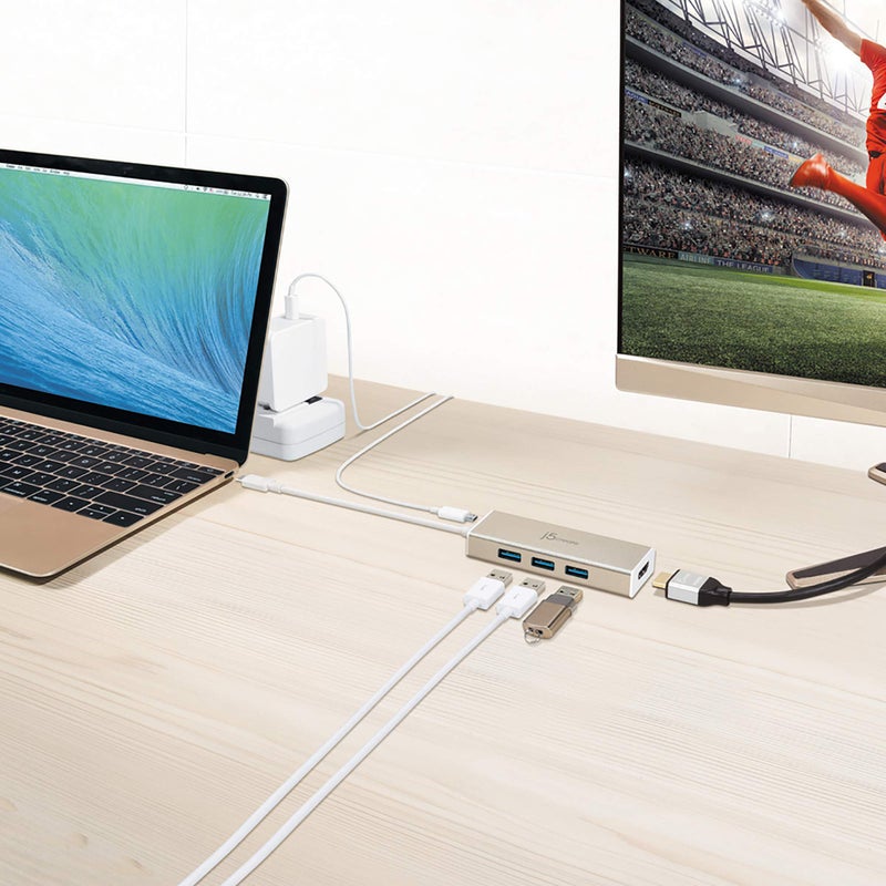 j5create USB 3.1 Type C to 3 USB 3.0 Hub with 4K HDMI Port (JCH451) - Image 2